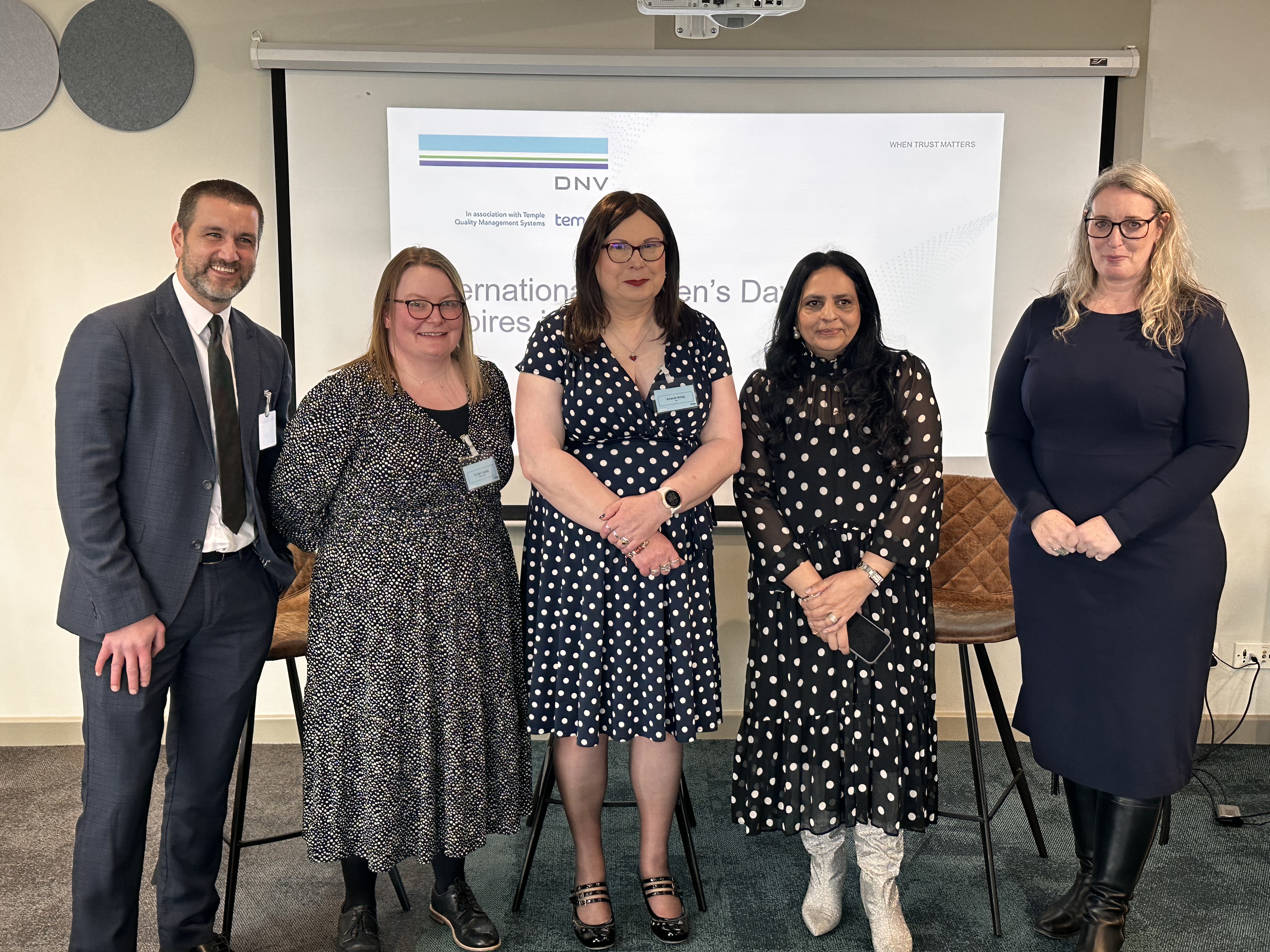 Members of DNV and Temple welcome guest speakers to their 'Centre of Excellence' event. 