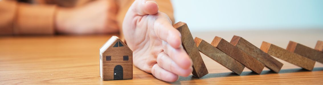 Woman hand stopping risk