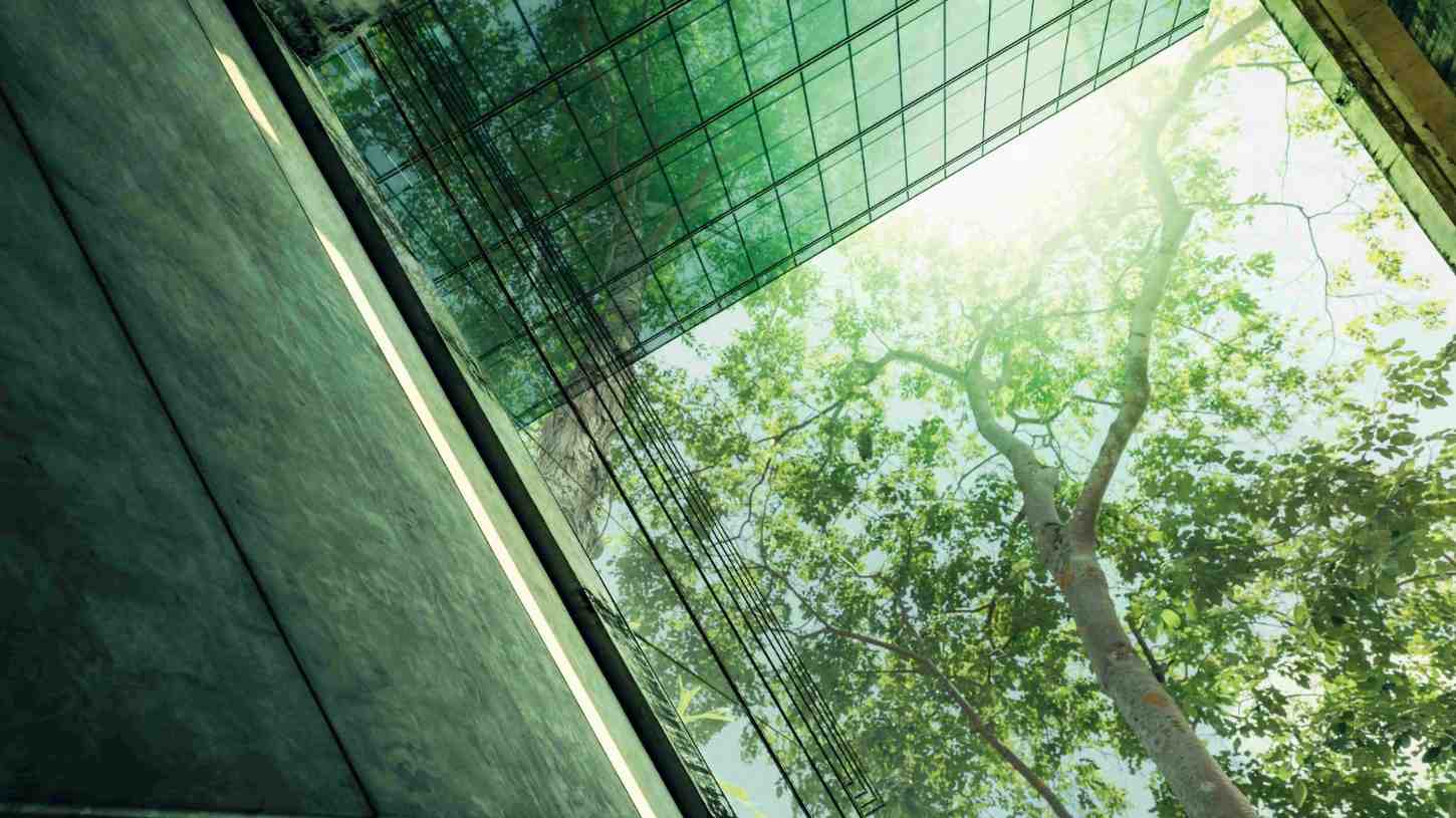 Eco-friendly building in modern city