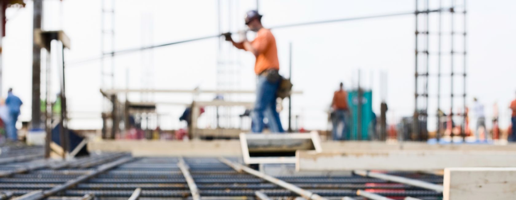 Ironworker prepping rebar for poured concrete floor