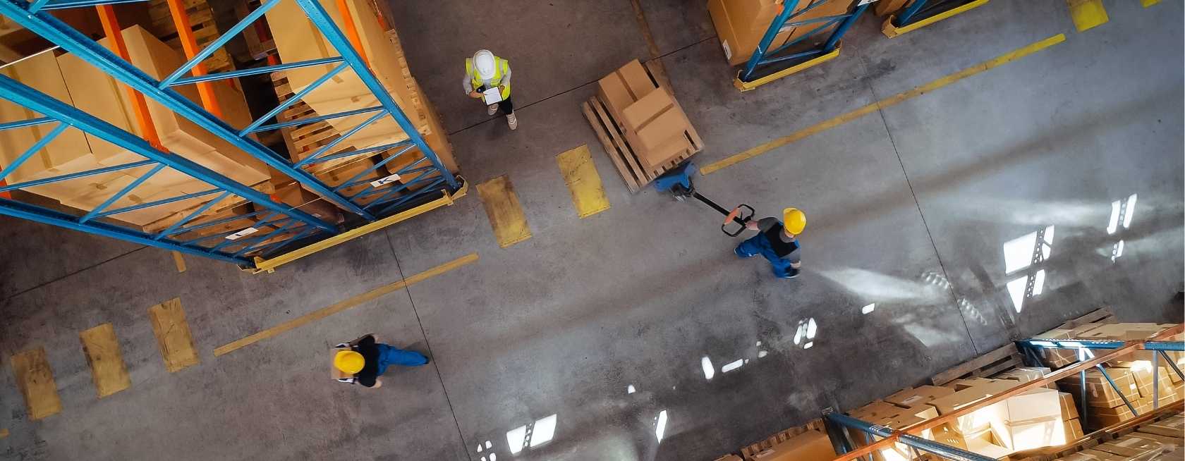 Aerial view of warehouse operations
