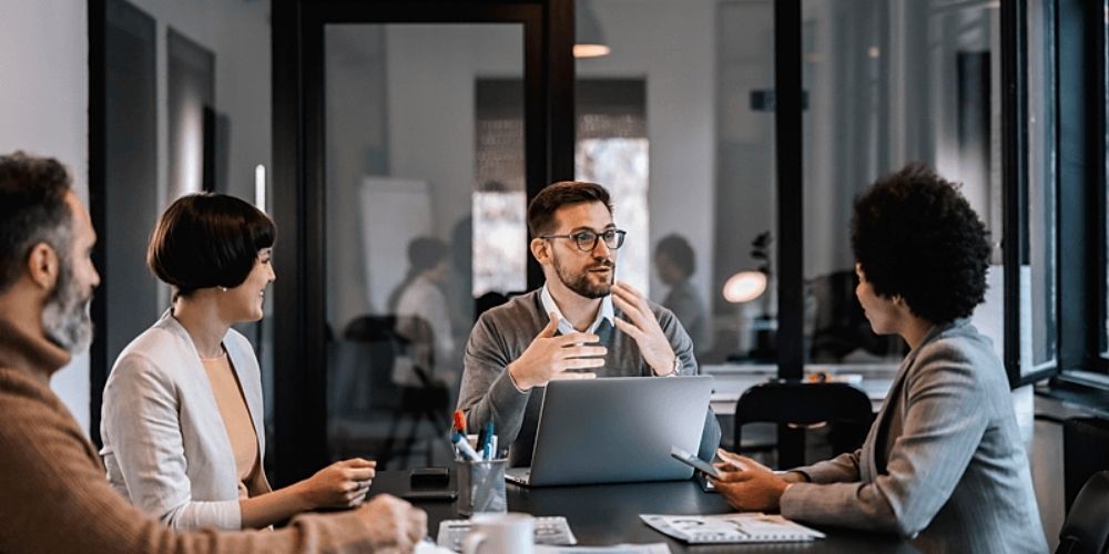 Business meeting between colleagues