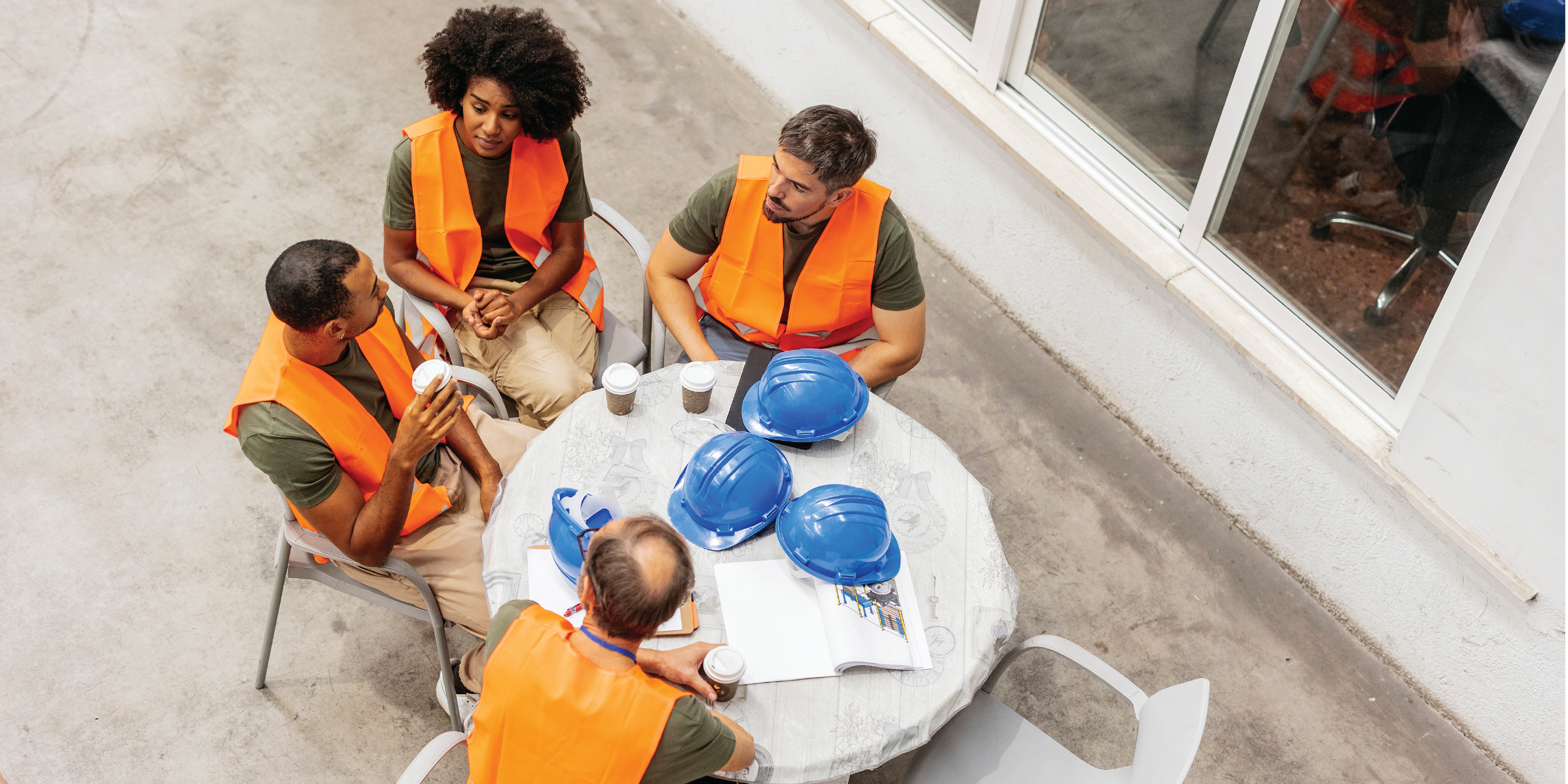 Employees on site having a discussion about mental health