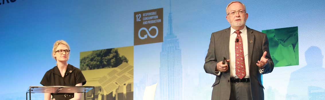 Marianne Haahr and David Walker present at the UN Global Compact Leaders Summit in NYC